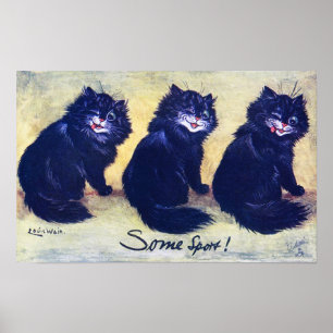 Poster Três Gatos Pretos, Louis Wain