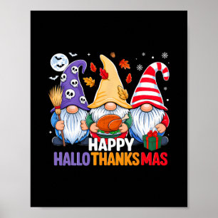 Poster Três Gnomos Halloween Feliz Natal Feliz Hallo
