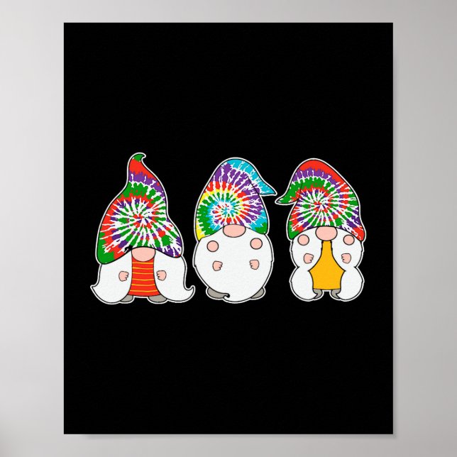 Poster Três Hippie Gnomos Camisetas Paz Gnomo Funny Retro (Frente)