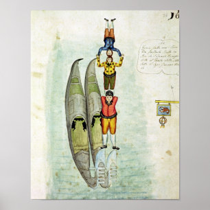 Pôster Três homens que equilibram em duas gôndola, 1772