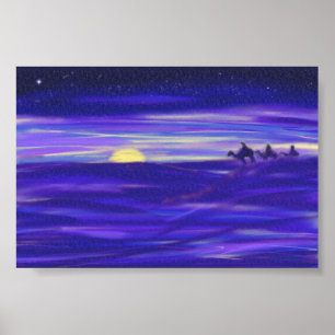 Poster Três Homens Sábios bela aquarela roxa