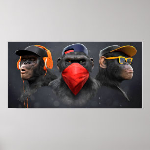 Poster Três Macacos Sábios