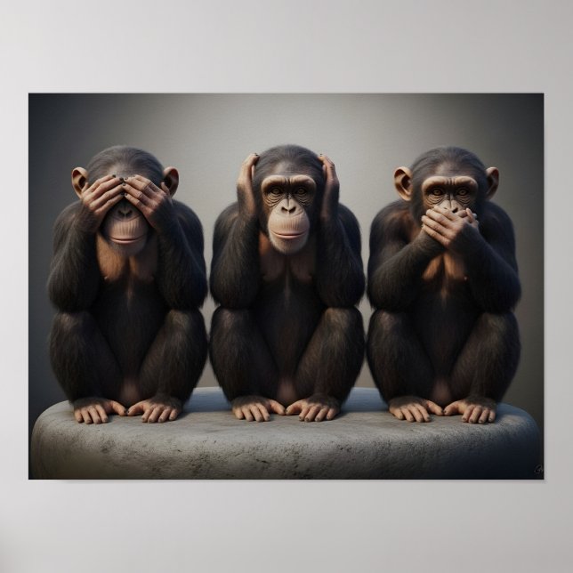 Poster Três Macacos Sábios (Frente)
