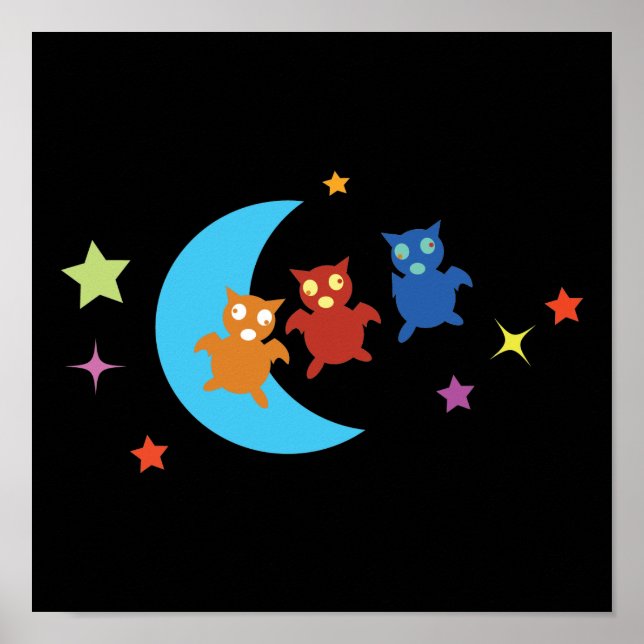 Pôster Três morcegos bonitos (Frente)