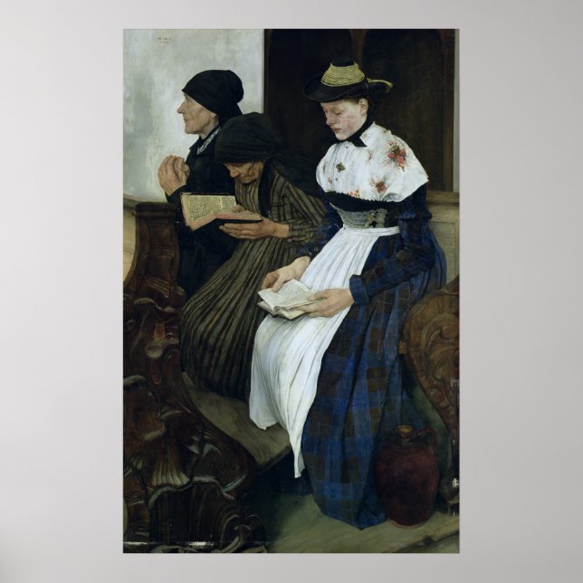 Poster Três Mulheres na Igreja, 1882 (Frente)