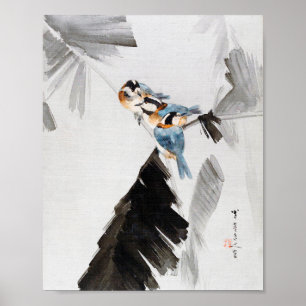 Poster Três Pássaros em Branch, Watanabe Seitei