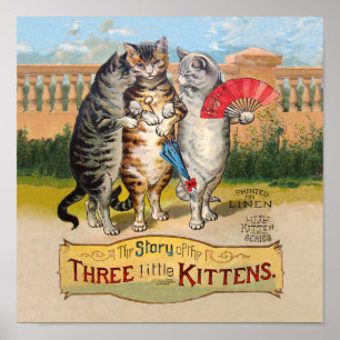 Poster Três Pequenos Gatinhos Ilustração da Mamãe Gansa