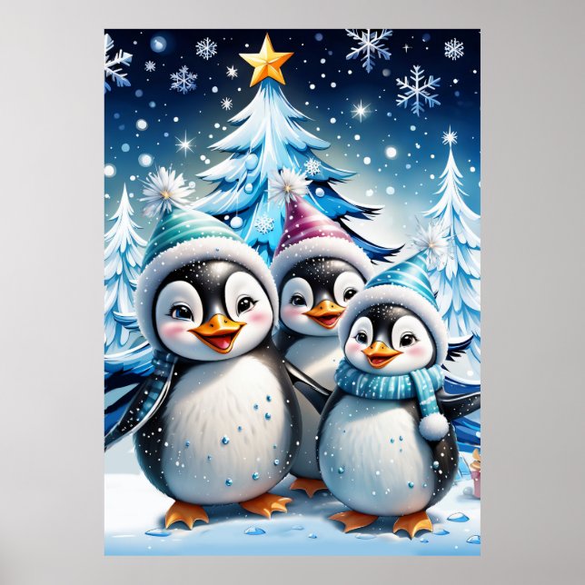 Poster Três pinguins adoráveis (Frente)