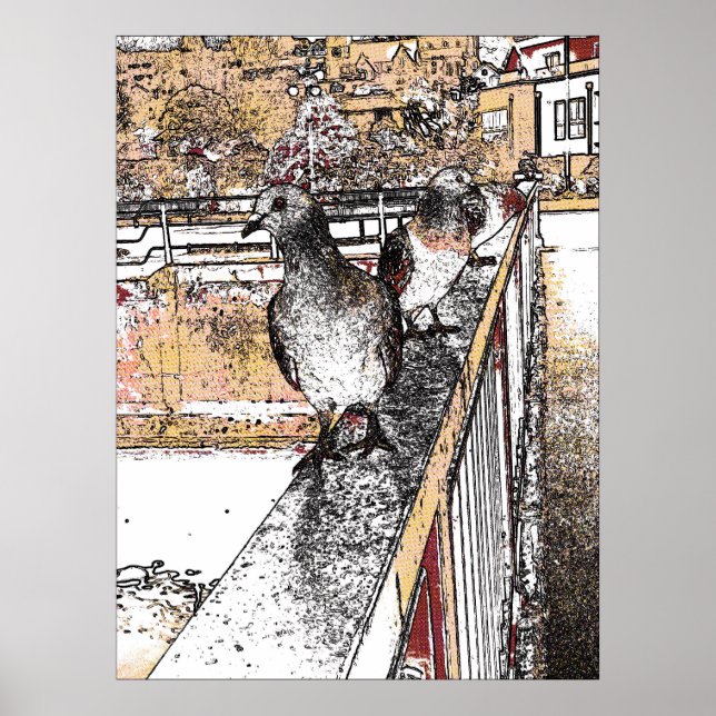 Poster Três pombos por Hythe Canal (Frente)