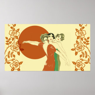 Poster TRÊS ROSAS, Art Deco Senhoras: SUNSHINE DE VERÃO