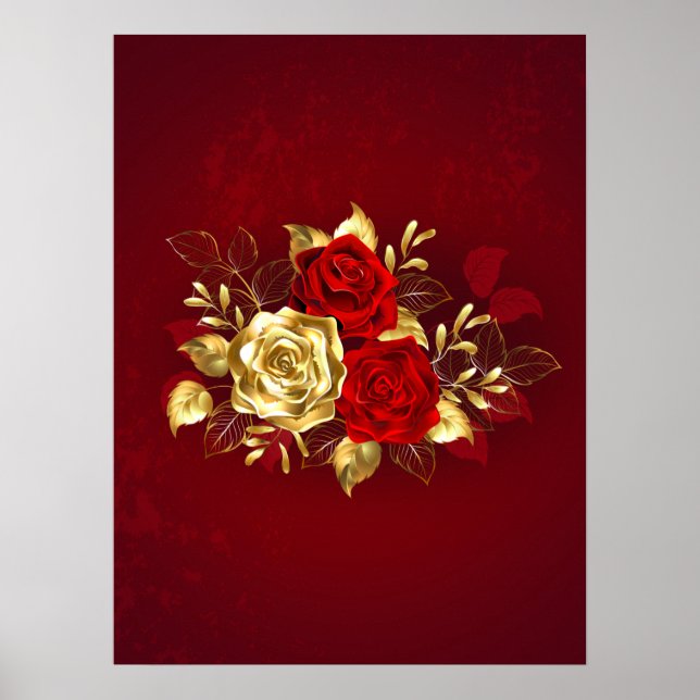 Poster Três Rosas de joalharia (Frente)