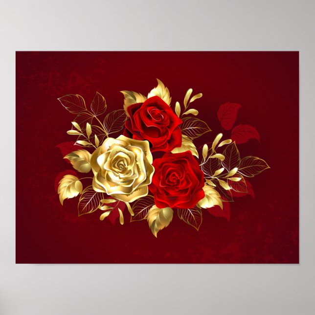 Poster Três Rosas de joalharia (Frente)