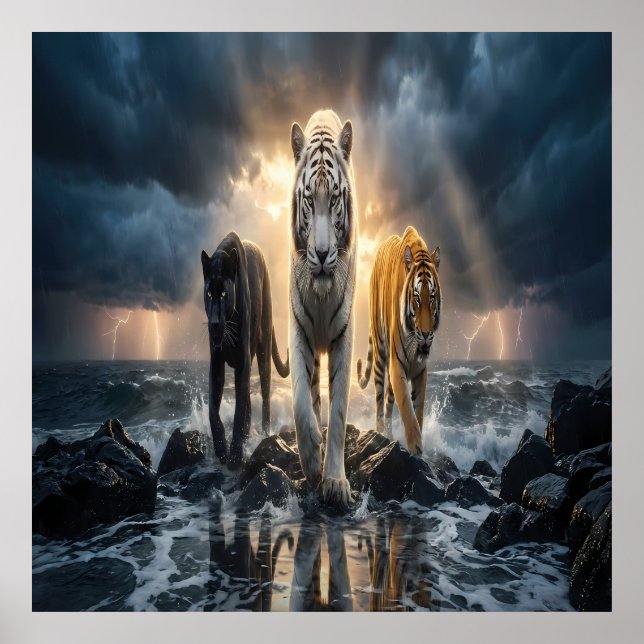 Poster Três Tigres em Mar Tempestuoso (Frente)