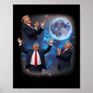 Poster Três Trumps Uivando à Lua Meme Estranho Trump
