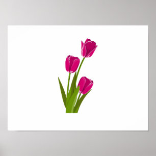Poster Três tulipas cor-de-rosa virando na direção da Pos