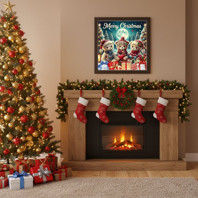 Poster Três Ursos de Teddy Bonitos Feliz Natal (Criador carregado)