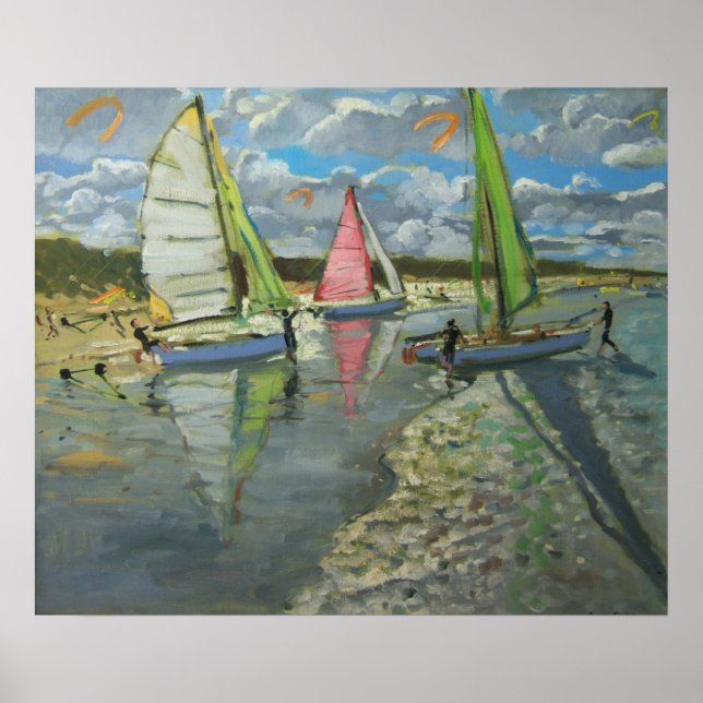 Poster Três veleiros Bray Dunes França (Frente)