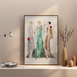 Poster Três vestidos noturnos com rendas de Racine