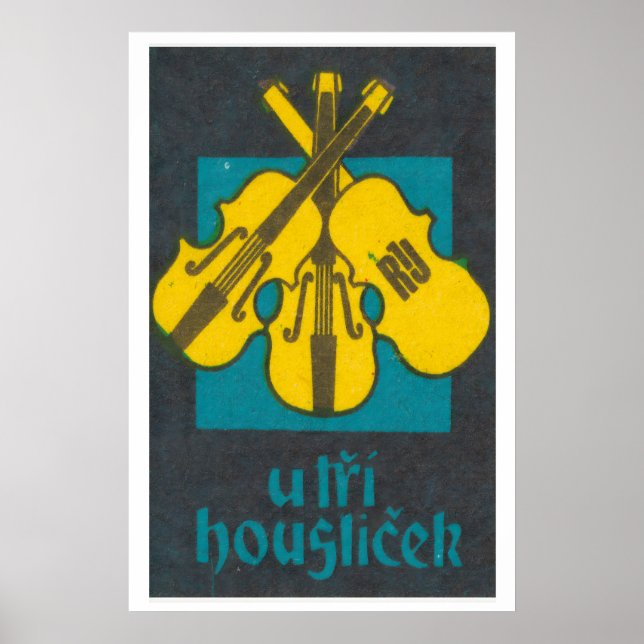 Poster Três Violinos Caixa de Fósforos Arte Impressa, Tch (Frente)