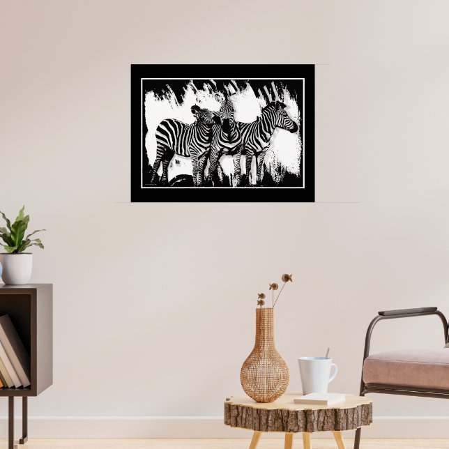 Poster Três Zebras Pintando (Sala de Estar 3)