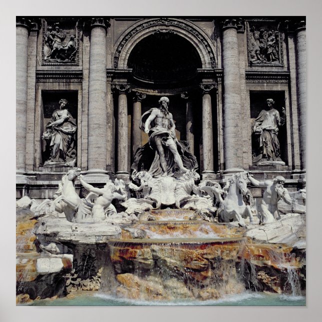 Pôster Trevi Fountain, construída entre 1732 e 62 (Frente)
