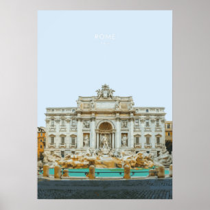 Poster Trevi Fountain em Roma Viagem Trabalho de arte