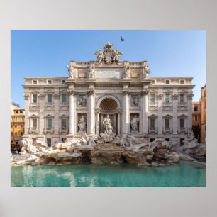 Poster Trevi Fountain no início da manhã - Roma, Itáli