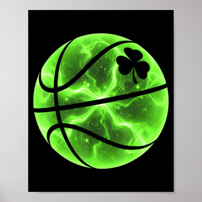 Poster Trevo da Sorte Basquete Shamrock Sorte Irlandês St (Frente)