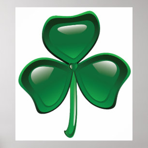 Poster Trevo de Três Folhas Shamrock Verde