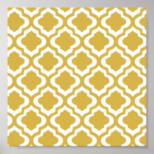 Poster Trevo Dourado elegante de Quatrefoil do marroquino