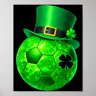 Poster Trevo Engraçado Duende de Futebol St Patricks Home