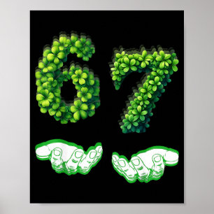 Poster Trevo Número Lucky 67 Cômico Trevo Verde St Pat