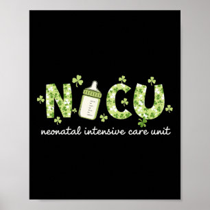 Poster Trevo Retro Enfermeira Nicu Feliz Dia De São Patrí