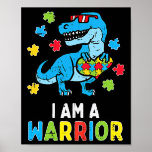 Poster Trex Dino Eu Sou Um Guerreiro Toddler Boys Autism