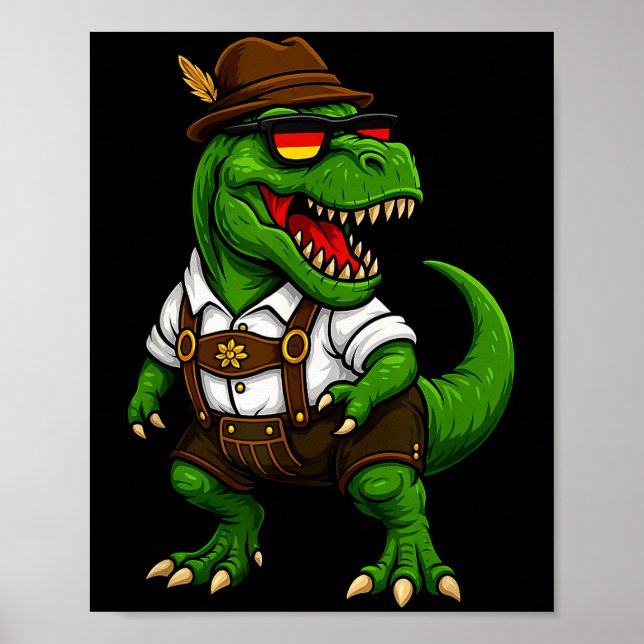 Poster Trex Dinosaur Bavarian German Costume Boys Men Kid (Frente)