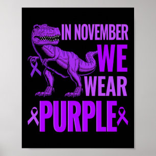 Poster Trex Dinossauro Em Novembro Nós Usamos Roxo Epilep