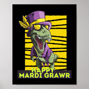 Poster TRex Mardi Grawr Dinossaur Kids Mardi Gras Outfit