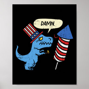 Poster Trex Short Hands Firecracker Funny Fireworks 4th O