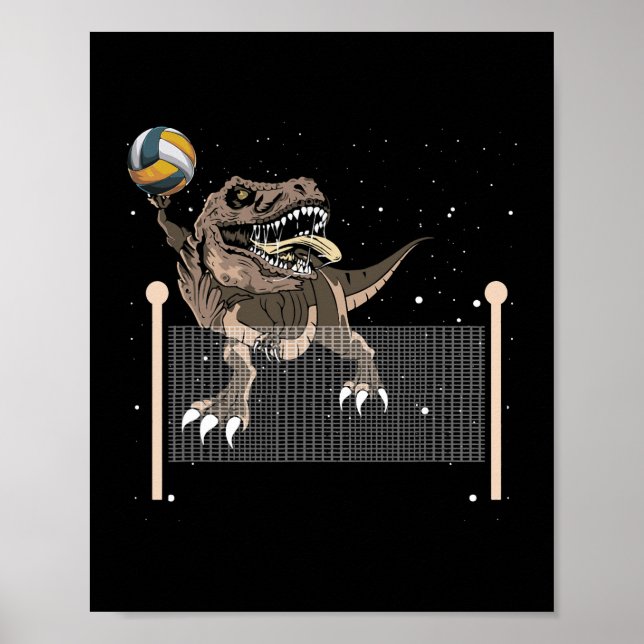 Poster Trex Trex Dinossaur Jogador de Voleibol (Frente)