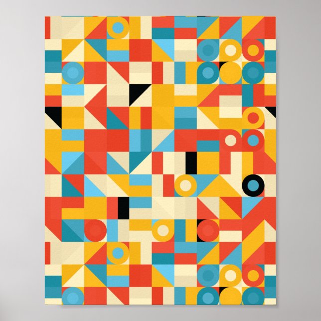 Poster Triângulos Abstrato Minimalistas Modernos (Frente)