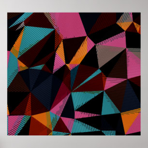 Poster Triângulos Coloridos Fundo Geométrico Abstrato.