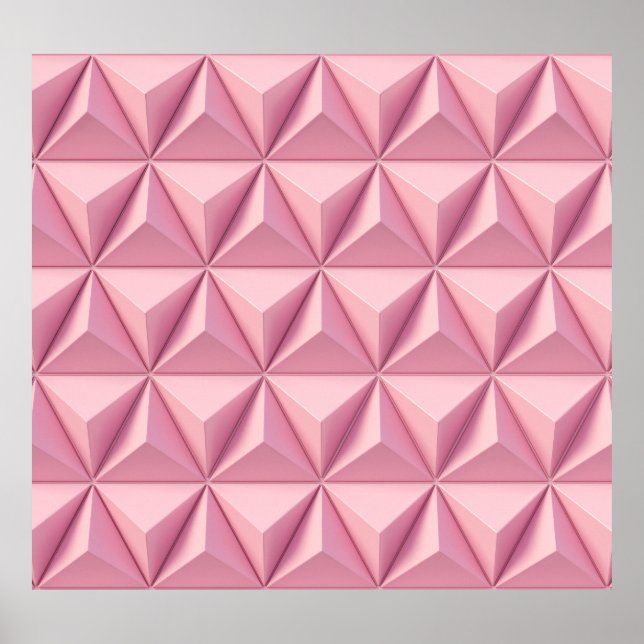 Poster triângulos geométricos 3D: fundo minimalista. (Frente)