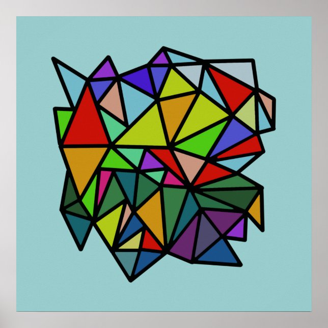 Pôster triângulos geométricos coloridos da arte (Frente)
