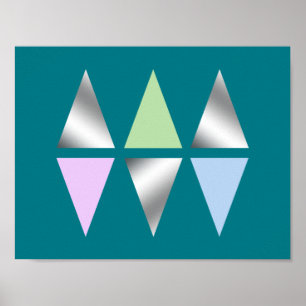Poster triângulos geométricos de prata claros e elegantes