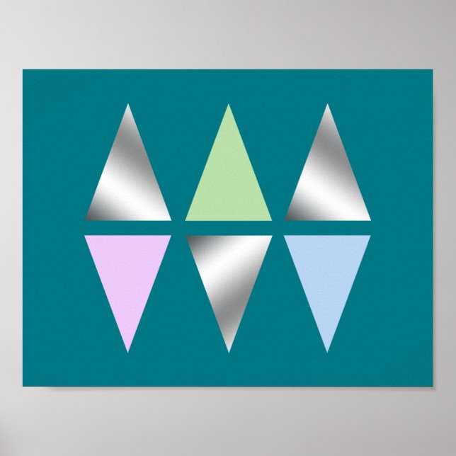 Poster triângulos geométricos de prata claros e elegantes (Frente)