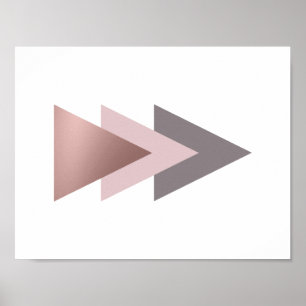Pôster triângulos geométricos elegantes de folha rosa de 