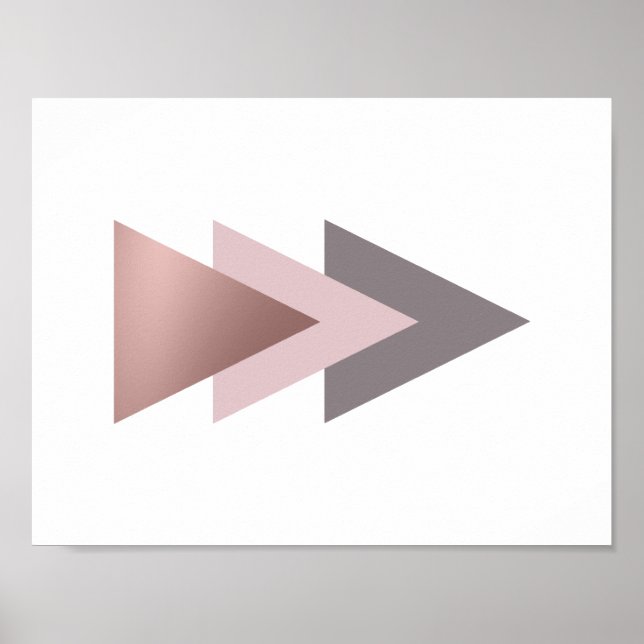 Pôster triângulos geométricos elegantes de folha rosa de  (Frente)