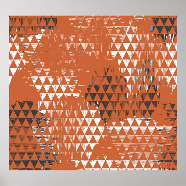 Poster Triângulos Sem Costura: Fundo Laranja (Frente)