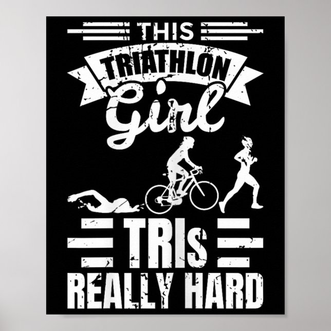 Poster Triathlete Girls Funny Triathlon  (Frente)