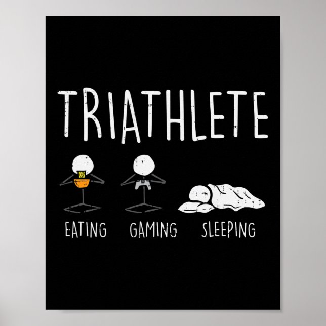 Poster Triathlete Stickman Coma Vídeo Jogo Dorme Gam Engr (Frente)